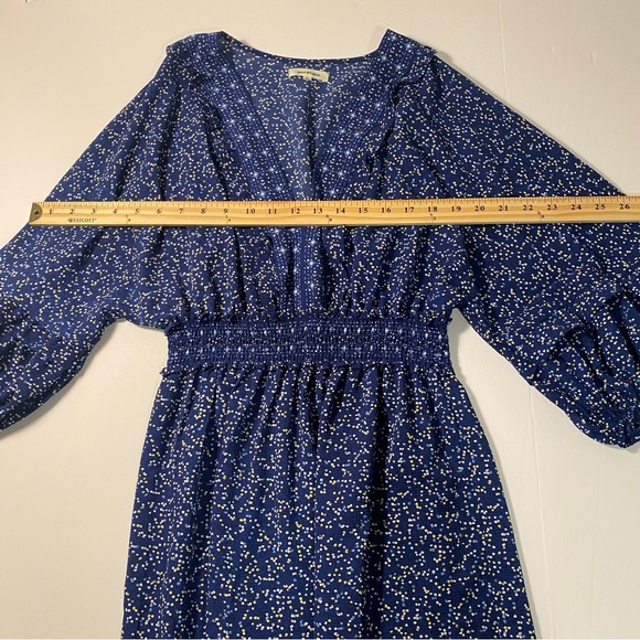 Max Studio Speckled V-Neck Blue Ruffle Maxi Dress - Picture 16 of 16